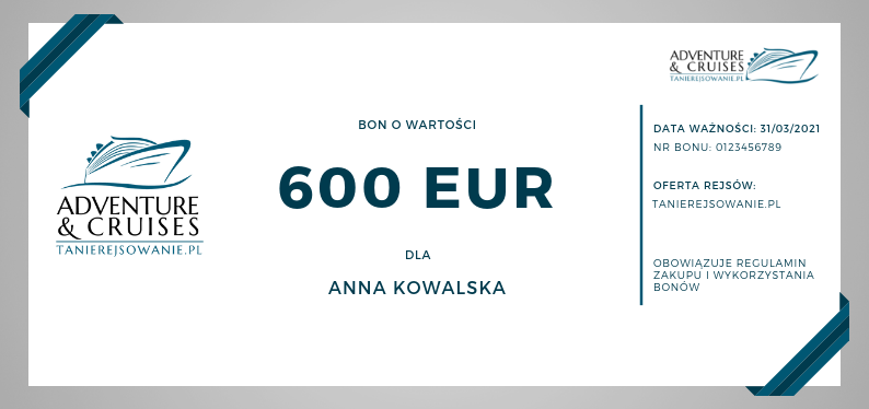 Wzór bonu podarunkowego